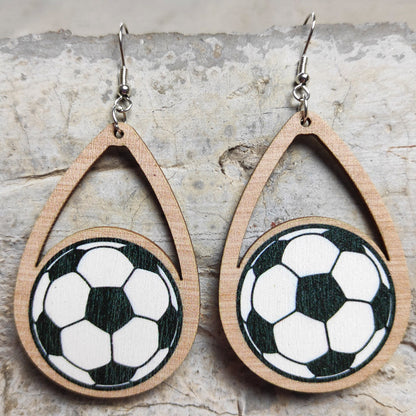 Wooden basketball earrings