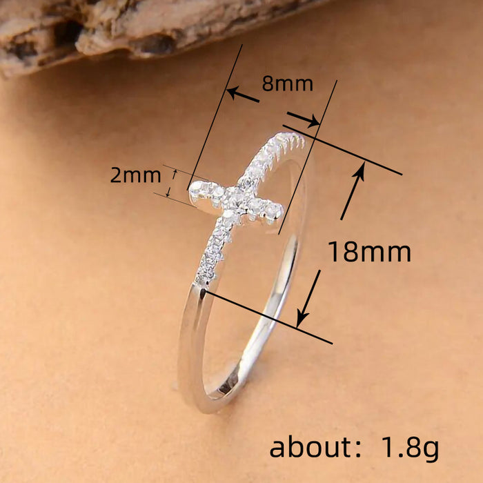 Cross cold style ring punk style single row thin ring