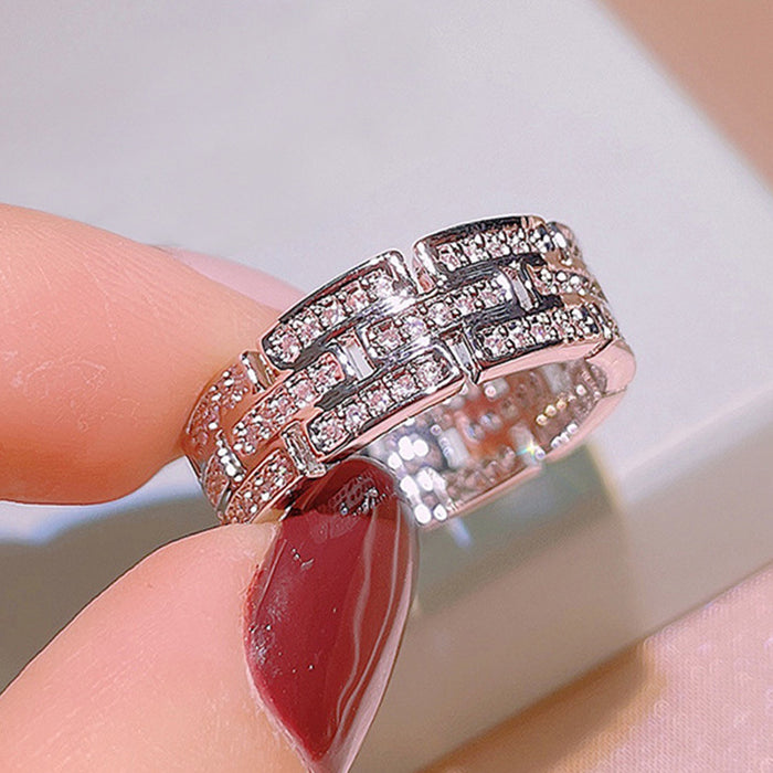 Light luxury zircon ring niche geometric design ring ins style high-end female ring