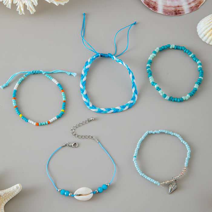 Bohemian Shell and Pineapple Bracelet Set – Ocean-Inspired Layered Jewelry