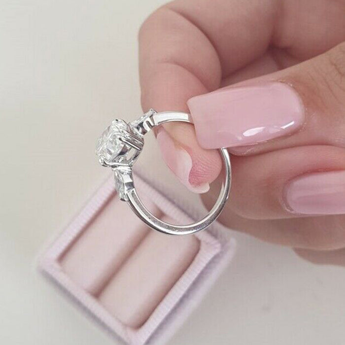 Anillo de mujer con circonitas ovaladas, estilo celebridad, anillo de compromiso