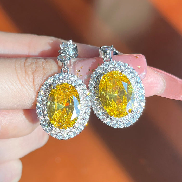 Colored Treasure Series Yellow Diamond Earrings Light Luxury Long Earrings