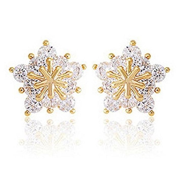 Zircon Snowflake Earrings Full Diamond Five-pointed Star Christmas Earrings