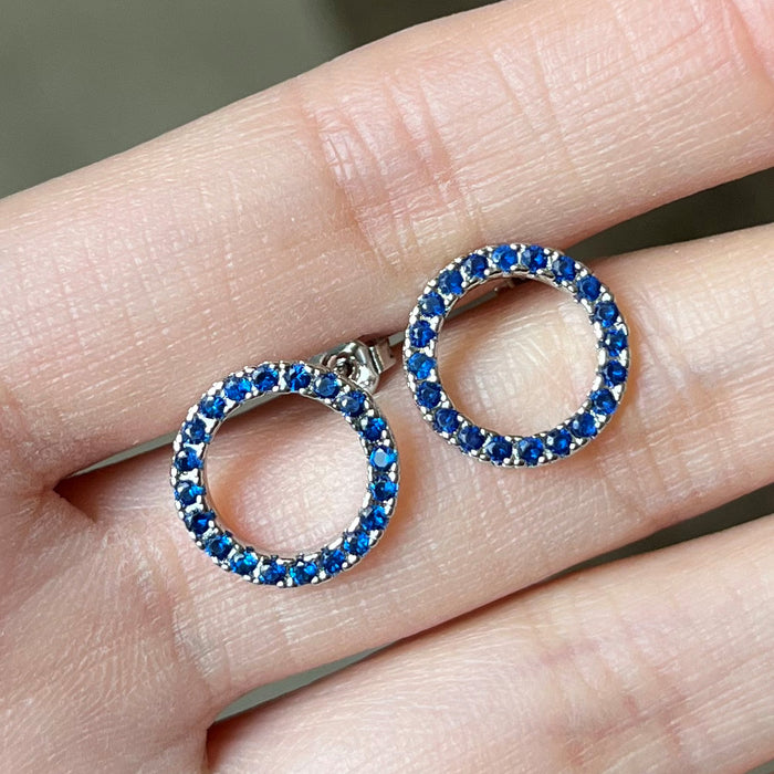 Hollow Circle Zirconia Earrings