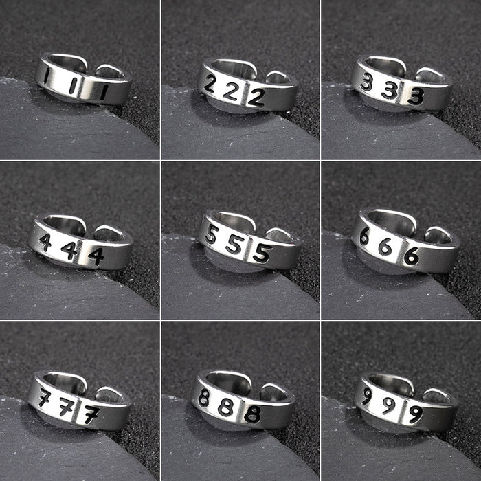 Retro punk couple ring, European and American style angel digital open ring wholesale