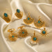 European Cross-Border Turquoise Titanium Steel Earrings - High-End Vintage Non-Fading Jewelry for Wholesale - wallojewerly 