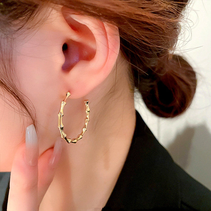 Exaggerated bamboo earrings European and American fashion big earrings