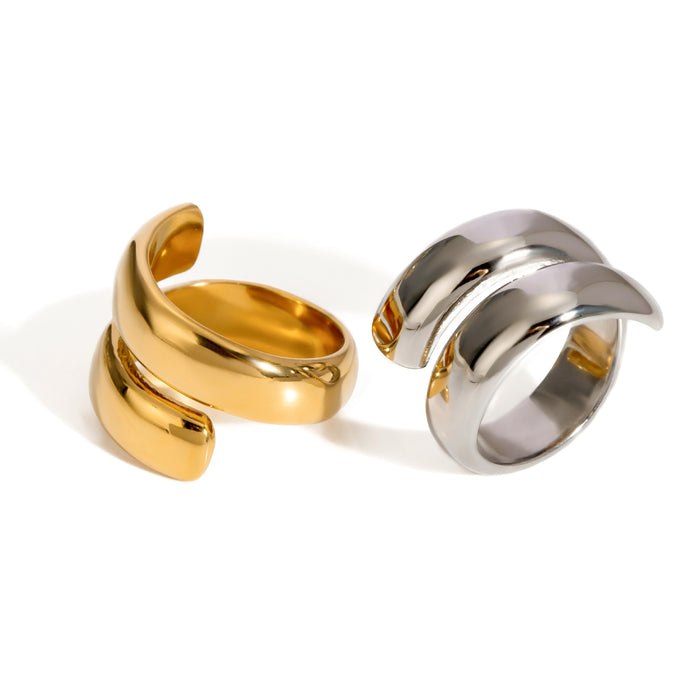 Double Layer 18K Gold Plated Stainless Steel Ring - Minimalist Design