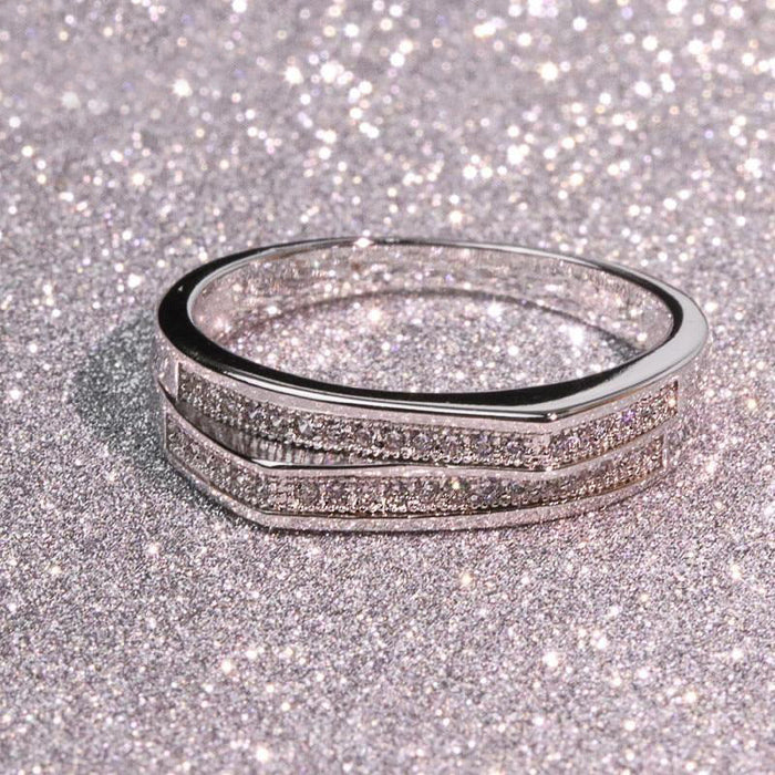 Simulation ring for women, double-layer staggered design ring, European and American cross-border hot-selling jewelry