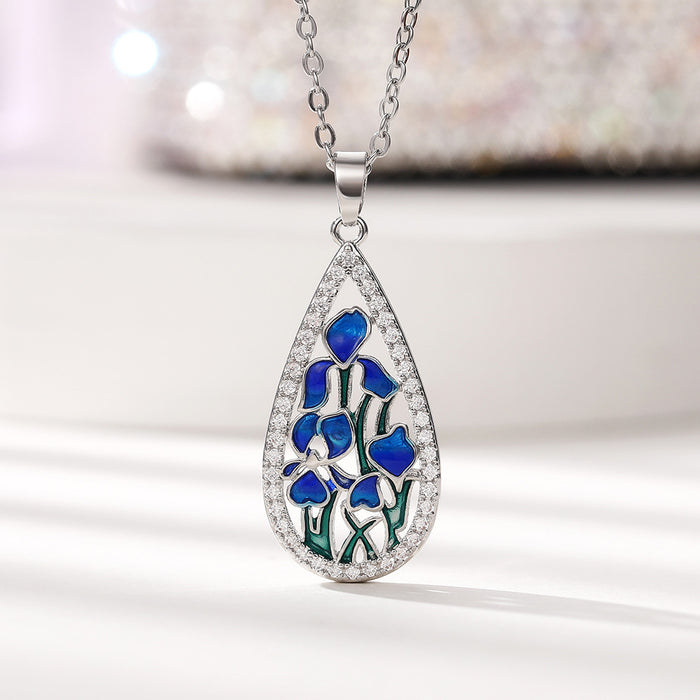 Handmade enamel dripping glue flower pendant women's necklace