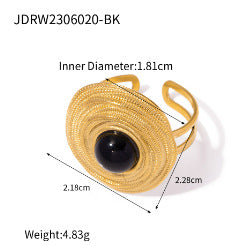 Stainless Steel Black Onyx Natural Stone Ring