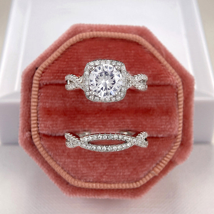 Diamond and zircon ring European and American cross-border design light luxury ring set