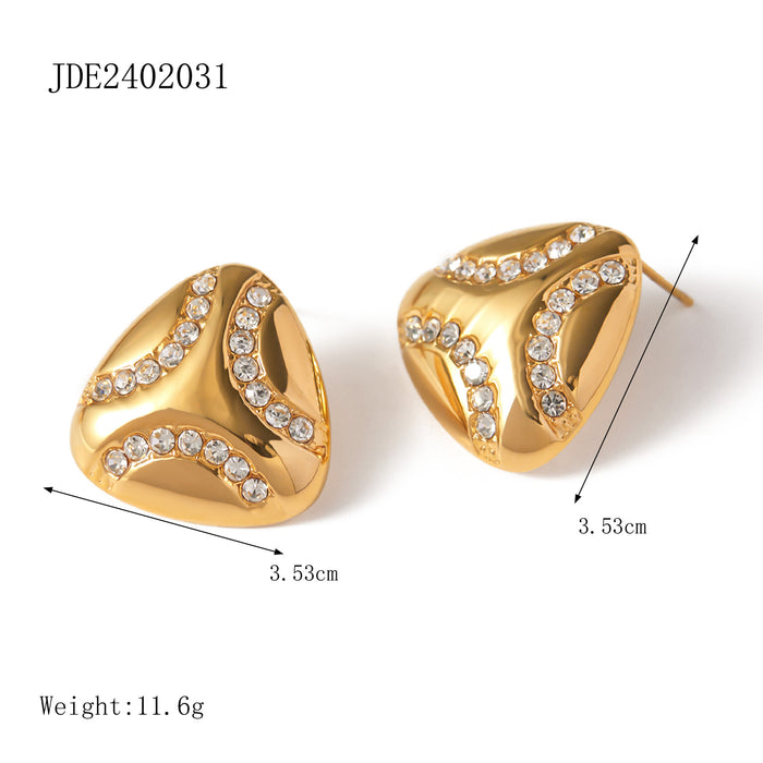 18K Gold Stainless Steel Geometric Earrings - Gradient Gold Color Design Jewelry