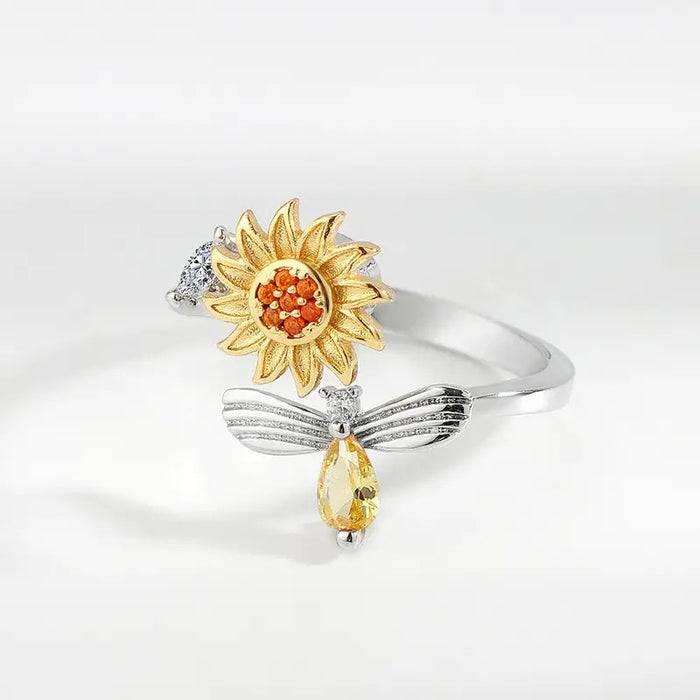 adjustable opening ring bee collecting honey flower ring