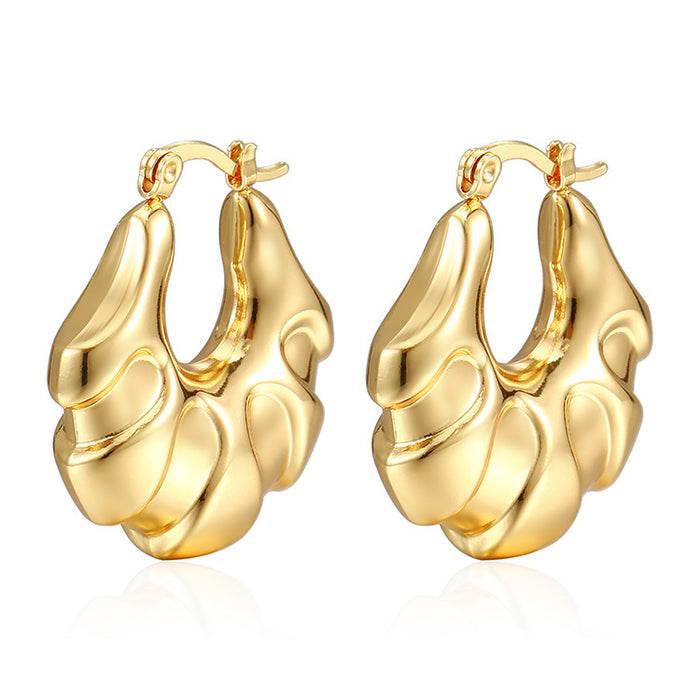 Pendientes huecos de acero inoxidable estilo tendencia Pendientes de mujer de acero titanio bañados en oro de 18 quilates