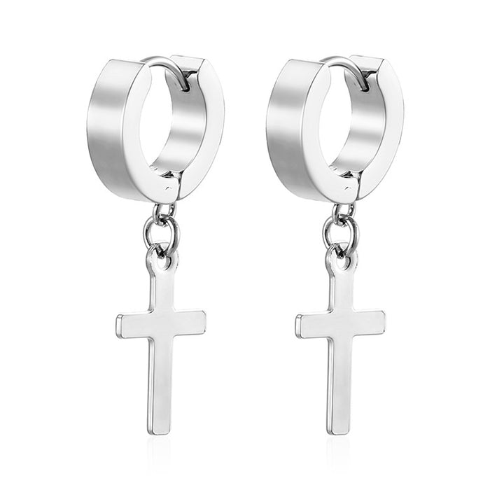 Pendientes de cruz Pendientes de acero inoxidable en oro de 18 quilates para hombre y mujer