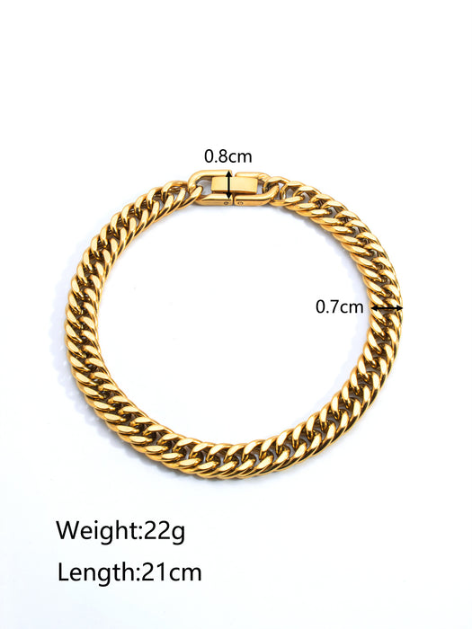 18K gold plated stainless steel double layer Cuban chain snake chain bracelet