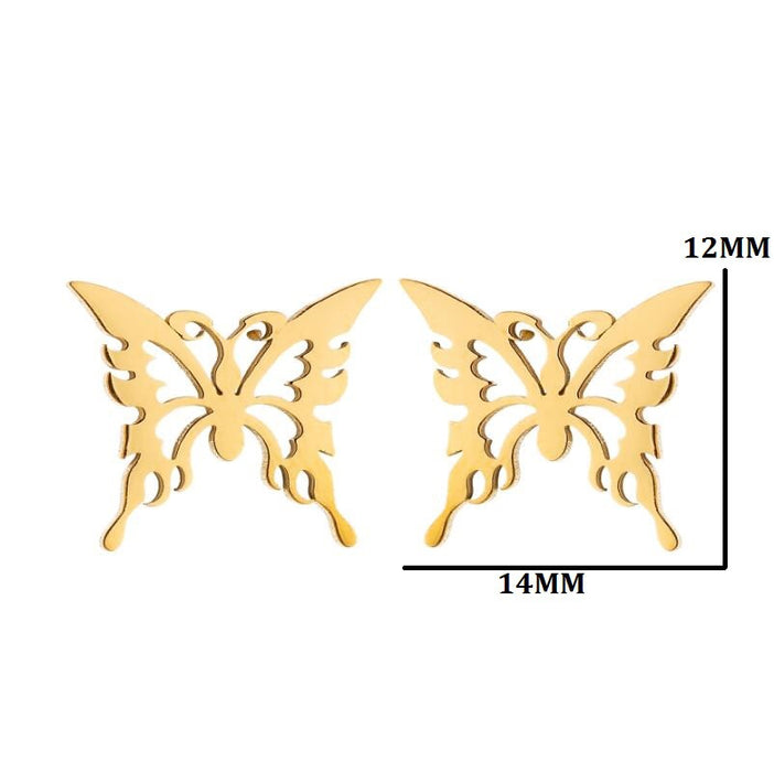 Butterfly earrings, double stainless steel female models small fresh hollow Korean style wings Yiwu small commodity wholesale