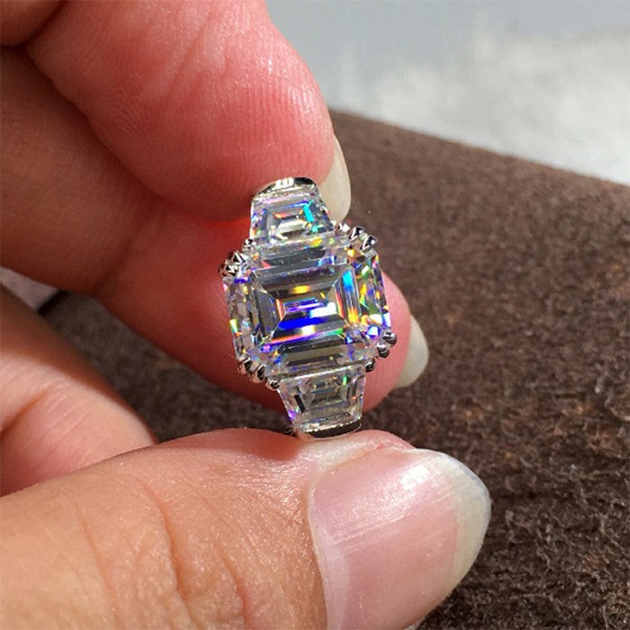 Anillo de diamantes con forma de princesa cuadrada geométrica para mujer, joyería de compromiso con circonitas de estilo europeo y americano