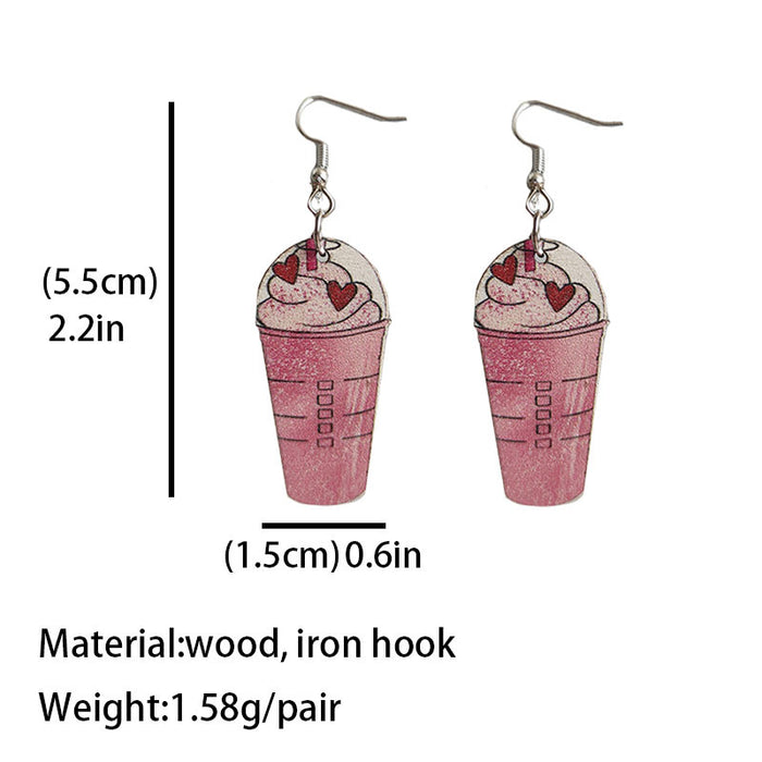 Wooden drink cup earrings