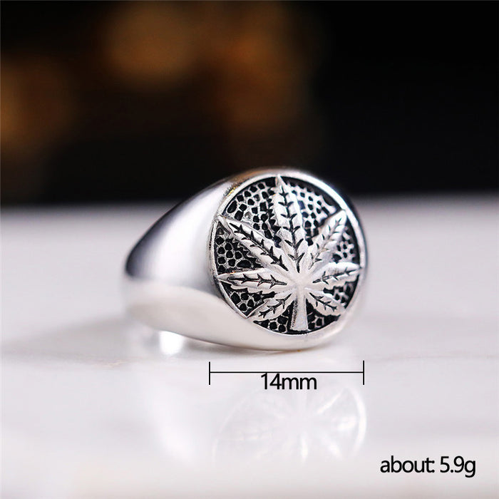 Anillo de hoja de moda con personalidad de hoja de arce, anillo de moda para hombre