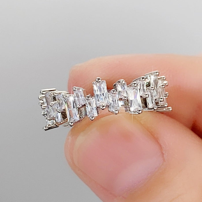 Regular row diamond ring hollow personality sweet birthday gift ring