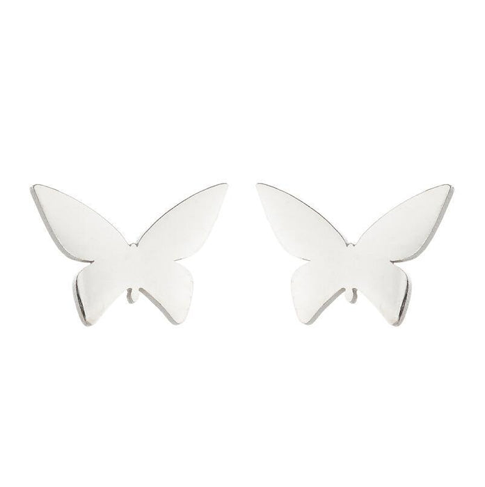 Butterfly earrings, double stainless steel female models small fresh hollow Korean style wings Yiwu small commodity wholesale