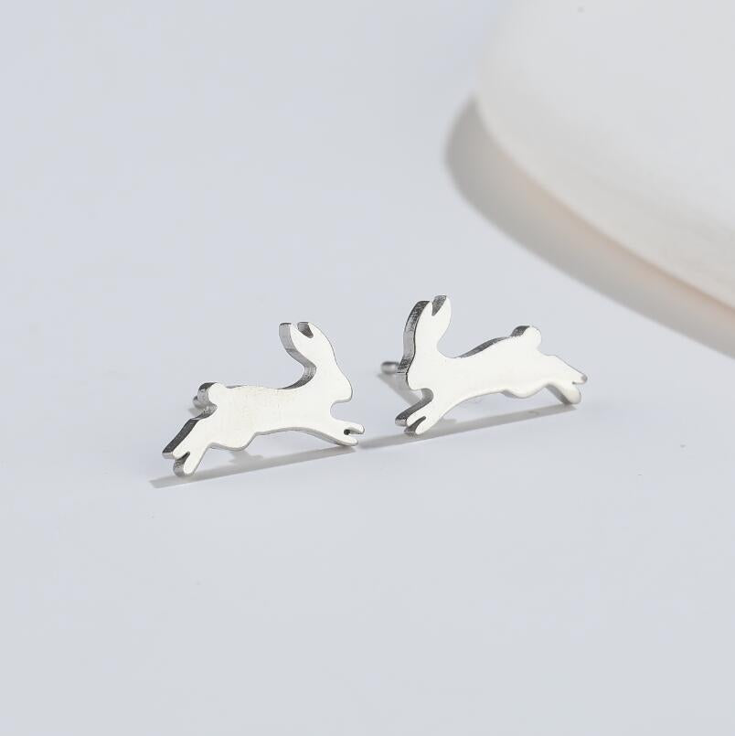 Mini rabbit earrings, new style sweet cute simple hollow earrings Korean fashion earrings wholesale