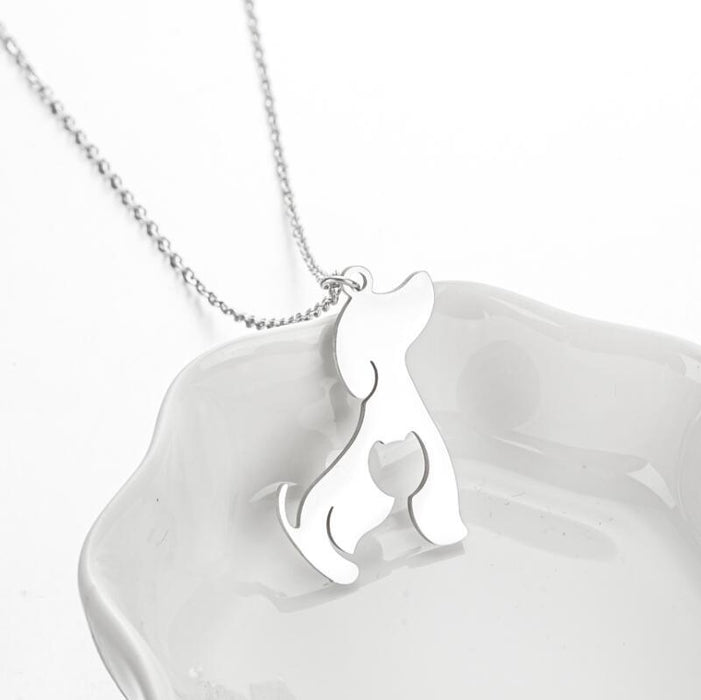 Cute dog pendant necklace, autumn and winter small animal light luxury sweater chain stainless steel wholesale