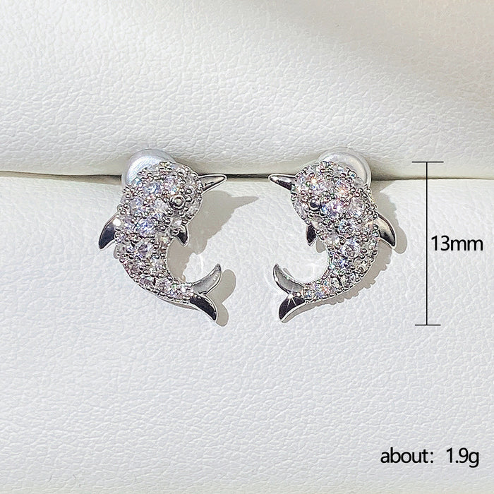 Dolphin earrings small zircon earrings for women