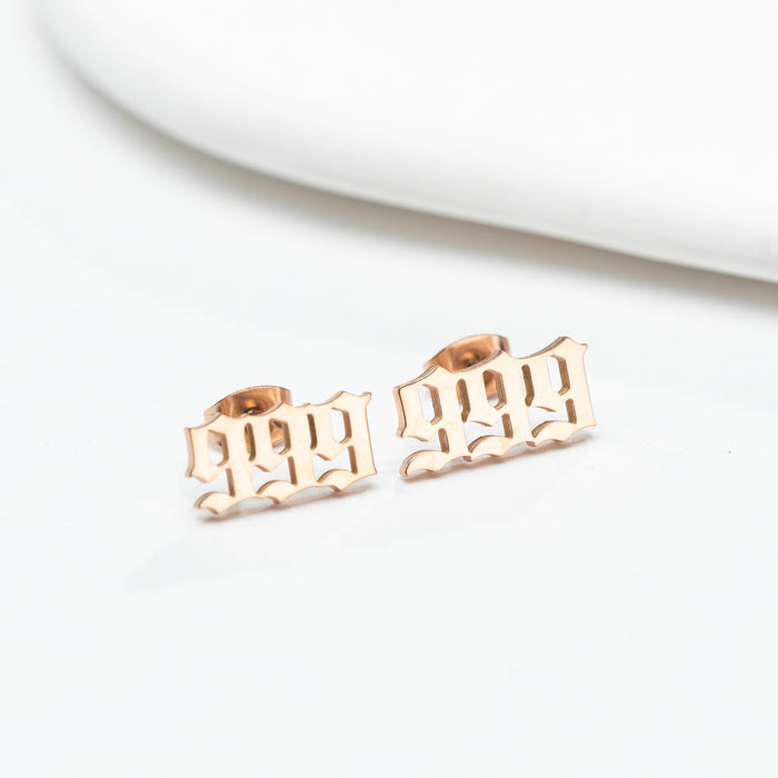 Number Combination Stainless Steel Stud Earrings - Customizable and Stylish Jewelry