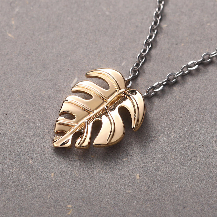 Vintage Monstera Leaf Women's Clavicle Necklace