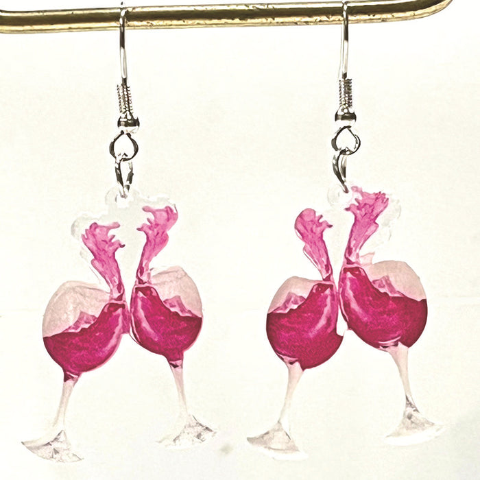 Acrylic wine glass earrings