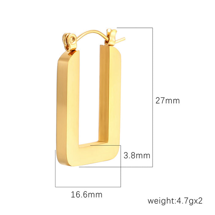 Rectangular retro stainless steel earrings trendy temperament women's titanium steel jewelry