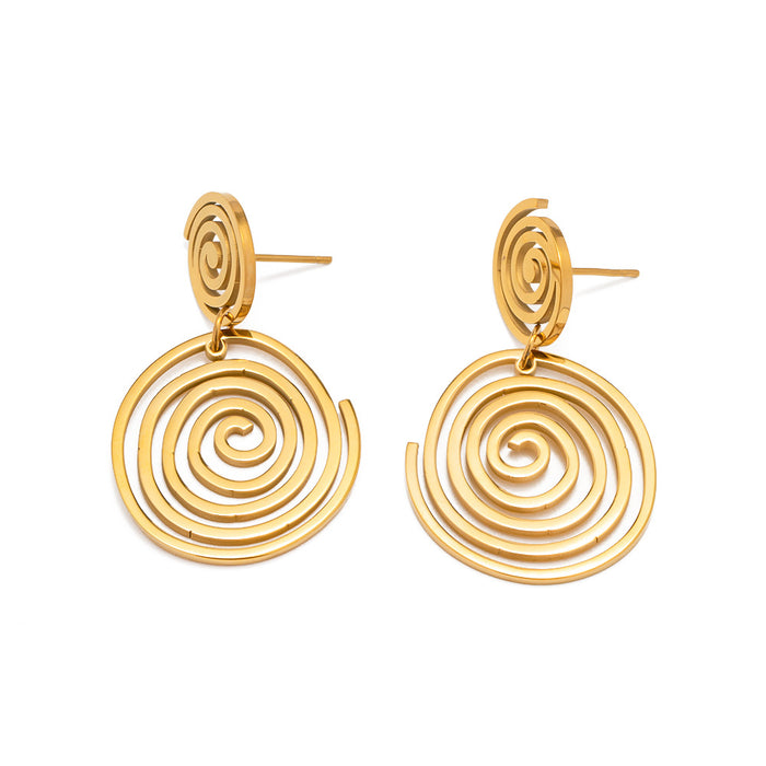 Pendientes colgantes de acero inoxidable chapados en oro de 18 quilates únicos de estilo europeo: joyería de alta gama y moda para mujeres