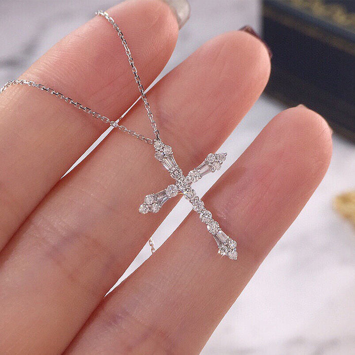 Ladder Square Pendant Cross Sweater Chain Simple All-match Necklace for Women - wallojewerly 