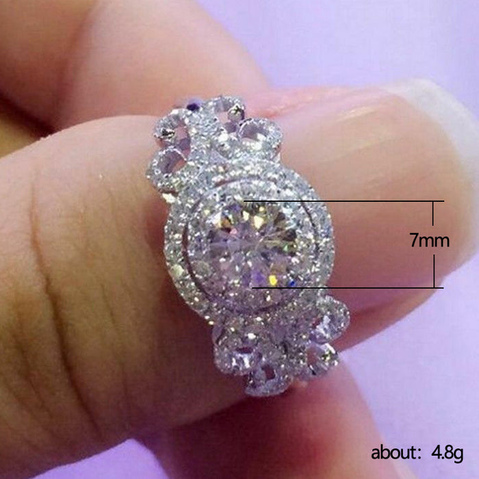 Micro-encrusted diamond zircon ring for women for engagement and wedding