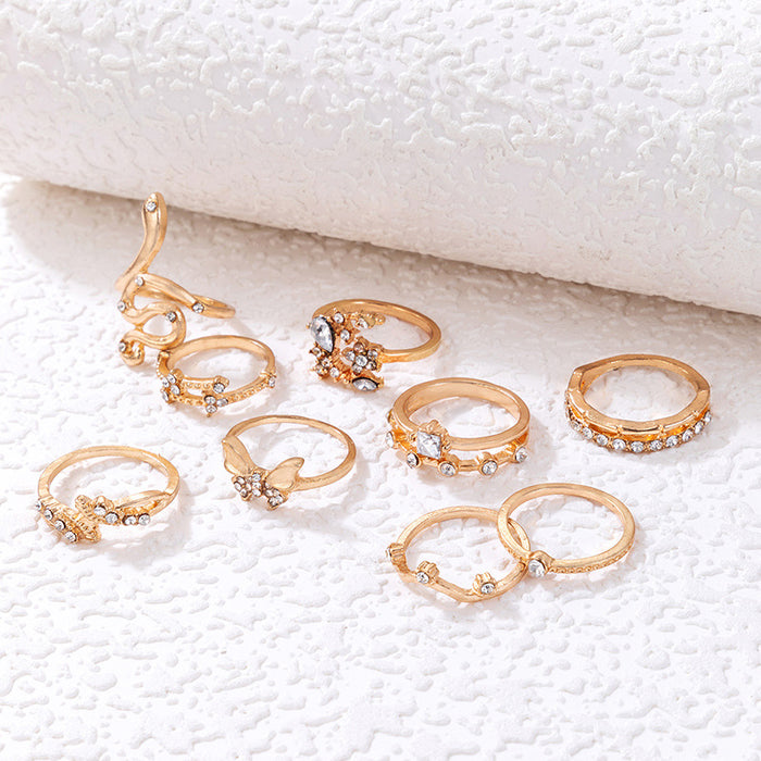 Light luxury fashion nine-piece ring set