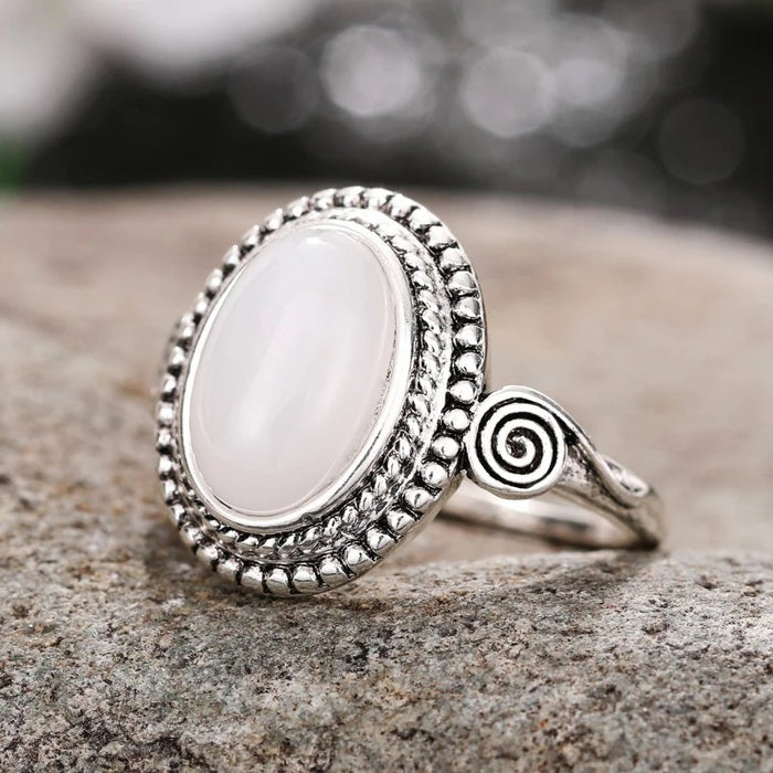 Exaggerated punk moonstone ring cross-border oval engagement ring