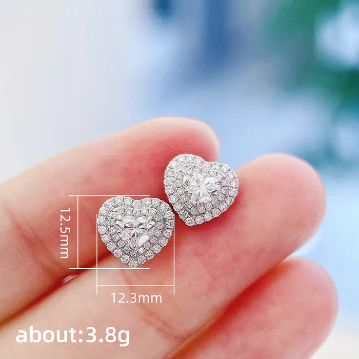 Pendientes de circonitas y diamantes en forma de corazón