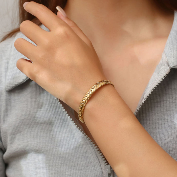 18K gold plated wheat ear stainless steel simple ladies bracelet