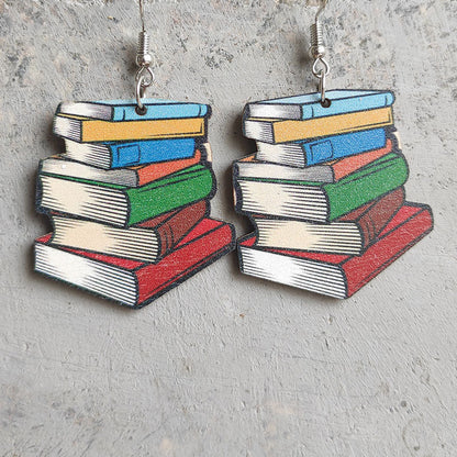 Wooden school earrings