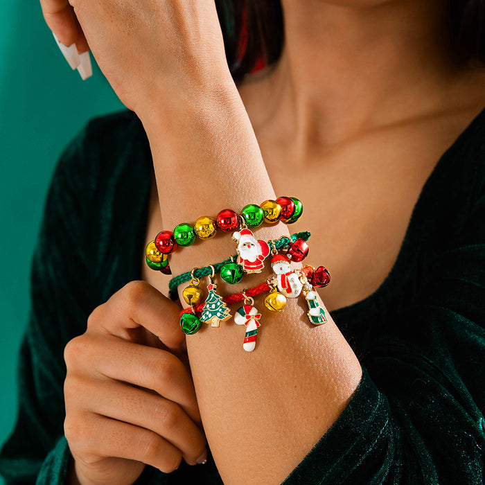 Colorful Beaded Santa Claus Christmas Bracelet - Holiday Jewelry for Women