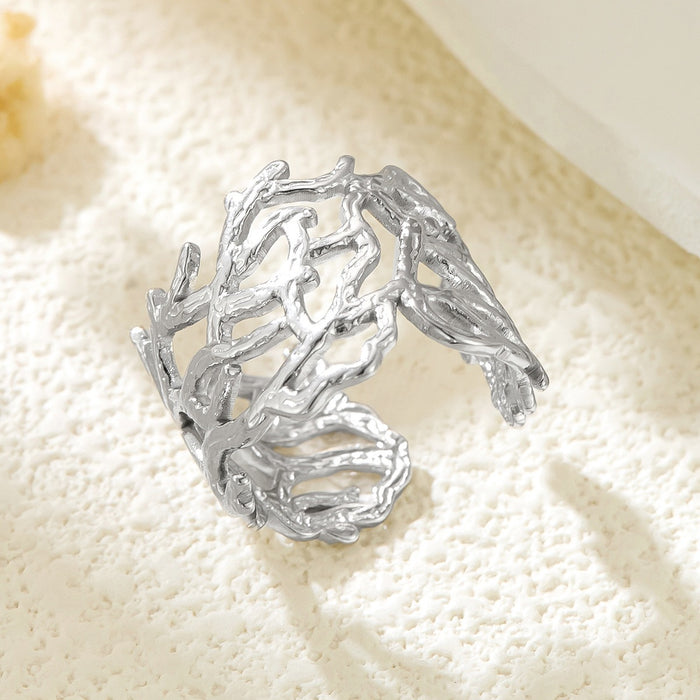 Wholesale stainless steel irregular hollow wide rings