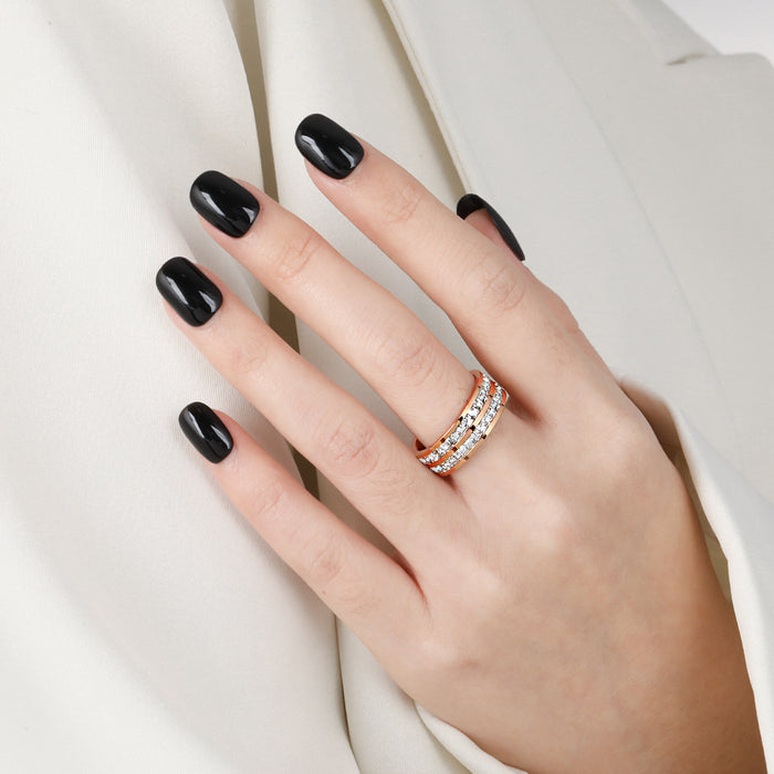 Wholesale gold-plated stainless steel and titanium steel full-circle square diamond rings