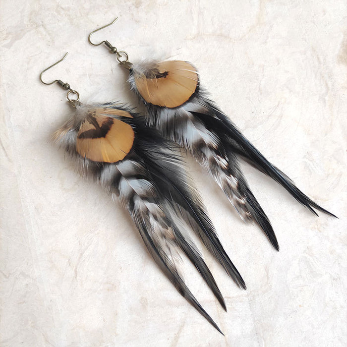 Western Vintage Feather Earrings with Bohemian Gift Style