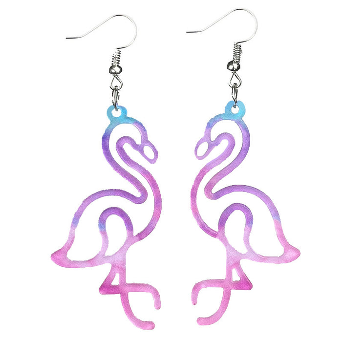 Valentine's Day Pink Earrings with Flamingo, Strawberry, and Floral Designs