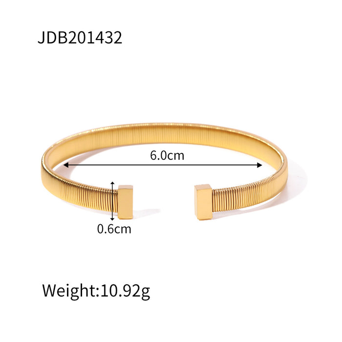 New Titanium Steel Open Bracelet - Minimalist 18K Gold Plated Stainless Steel Jewelry