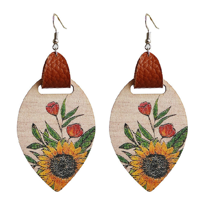 Wooden flower earrings