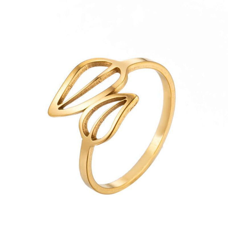Anillo de hoja retro, anillo abierto de cocotero de nicho al por mayor